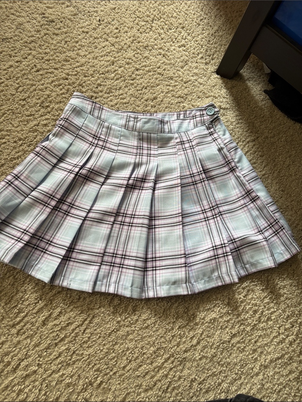 Forever 21 Pastel Plaid Pleated Mini Skirt in Purple and light blue